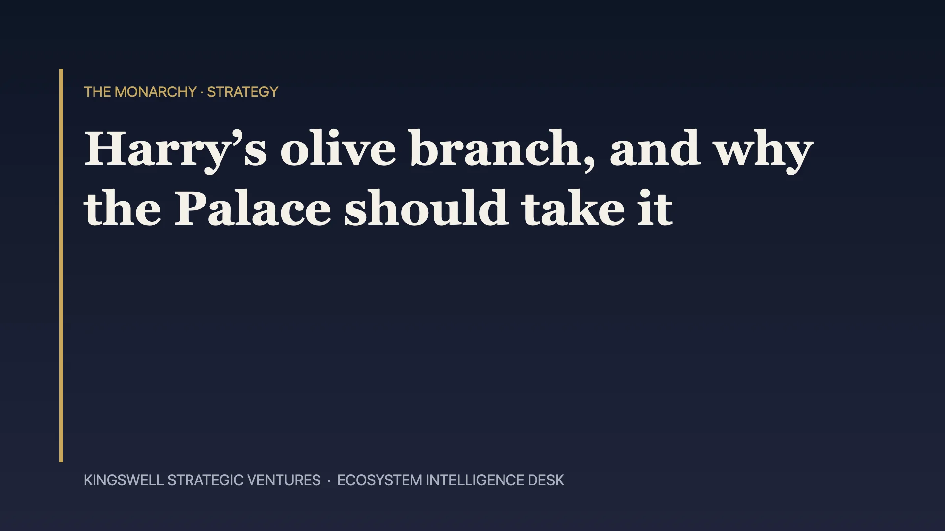 “I Want It to Work Out”: Harry’s Olive Branch, and Why the Palace Has Reason to Take It